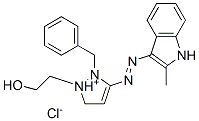 2-benzyl-1-(2-hydroxyethyl)-3-[(2-methyl-1H-indol-3-yl)azo]-1H-pyrazolium chloride Struktur