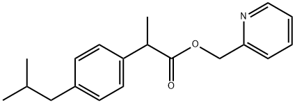 (-)-2-(p-イソブチルフェニル)プロピオン酸2-ピリジルメチル 化学構造式