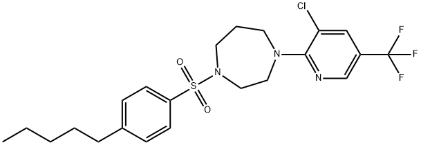 1-[3-Chloro-5-(trifluoromethyl)pyridin-2-yl]-4-{[4-(pent-1-yl)phenyl]sulphonyl}homopiperazine, 3-Chloro-2-(4-{[4-(pent-1-yl)phenyl]sulphonyl}-1,4-diazepan-1-yl)-5-(trifluoromethyl)py Struktur