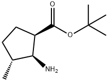 Cyclopentanecarboxylic acid, 2-amino-3-methyl-, 1,1-dimethylethyl ester, Struktur