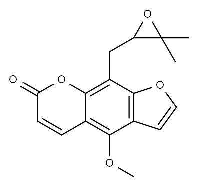 9-[(3,3-ジメチルオキシラン-2-イル)メチル]-4-メトキシ-7H-フロ[3,2-g][1]ベンゾピラン-7-オン 化学構造式
