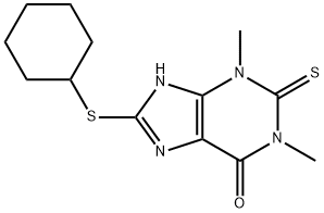 8-(Cyclohexylthio)-1,3-dimethyl-2-thioxo-2,3-dihydro-7H-purin-6(1H)-one Structure