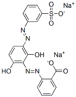 disodium 2-[[2,6-dihydroxy-3-[(3-sulphonatophenyl)azo]phenyl]azo]benzoate Structure