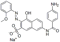 sodium 7-[(4-aminobenzoyl)amino]-4-hydroxy-3-[(2-methoxyphenyl)azo]naphthalene-2-sulphonate  Structure