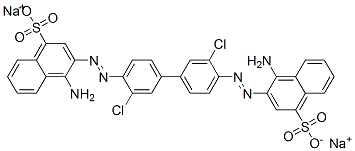 disodium 3,3'-[(3,3'-dichloro[1,1'-biphenyl]-4,4'-diyl)bis(azo)]bis(4-aminonaphthalene-1-sulphonate) Structure