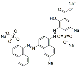 2-Hydroxy-3-[[4-[(2-hydroxy-1-naphthalenyl)azo]-6-sodiosulfo-1-naphthalenyl]azo]-5-sodiosulfobenzoic acid sodium salt Structure
