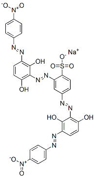 2,4-ビス[[2,6-ジヒドロキシ-3-[(4-ニトロフェニル)アゾ]フェニル]アゾ]ベンゼンスルホン酸ナトリウム 化学構造式
