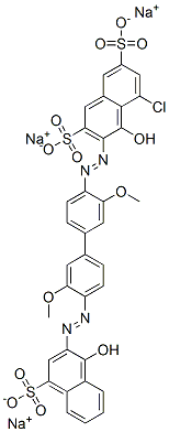 5-クロロ-4-ヒドロキシ-3-[[4'-[(1-ヒドロキシ-4-スルホ-2-ナフチル)アゾ]-3,3'-ジメトキシ-1,1'-ビフェニル-4-イル]アゾ]-2,7-ナフタレンジスルホン酸三ナトリウム 化学構造式