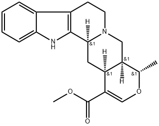 (20α)-16,17-ジデヒドロ-19α-メチル-18-オキサヨヒンバン-16-カルボン酸メチル 化学構造式