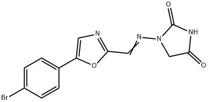 1-[[[5-(4-ブロモフェニル)-2-オキサゾリル]メチレン]アミノ]ヒダントイン 化学構造式