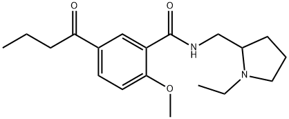 N-[(1-エチルピロリジン-2-イル)メチル]-2-メトキシ-5-(1-オキソブチル)ベンズアミド 化学構造式
