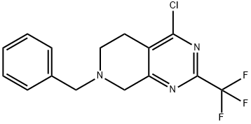 7-benzyl-4-chloro-2-(trifluoromethyl)-5,6,7,8-tetrahydropyrido[3,4-d]pyrimidine Struktur