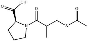 1-(3-(乙酰基硫)-2-甲基-1-氧代丙基)-L-脯氨酸,64805-62-5,结构式