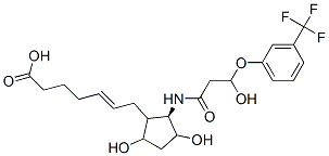 7-(N-(2R-hydroxy-2-(3-trifluoromethylphenyloxy)ethylcarbonyl)-2-amino- 3,5-dihydroxycyclopentyl)-5-heptenoic acid Struktur