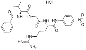 N-苯甲酰-L-缬氨酰甘氨酰-L-精氨酸对硝基苯胺盐酸盐, 64815-80-1, 结构式
