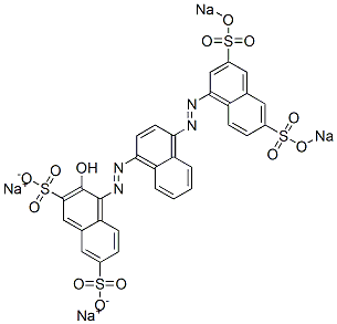 3-ヒドロキシ-4-[[4-[[3,6-ビス(ソジオスルホ)-1-ナフタレニル]アゾ]-1-ナフタレニル]アゾ]ナフタレン-2,7-ジスルホン酸二ナトリウム 化学構造式
