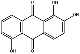 1,2,5-トリヒドロキシアントラキノン 化学構造式