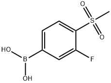 3-フルオロ-4-(メチルスルホニル)フェニルボロン酸 化学構造式