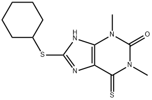 8-(Cyclohexylthio)-1,3-dimethyl-6-thioxo-1,6-dihydro-7H-purin-2(3H)-one|