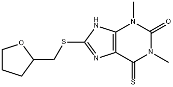 1,3,6,7-Tetrahydro-1,3-dimethyl-8-[(tetrahydrofuran-2-ylmethyl)thio]-6-thioxo-2H-purin-2-one 结构式