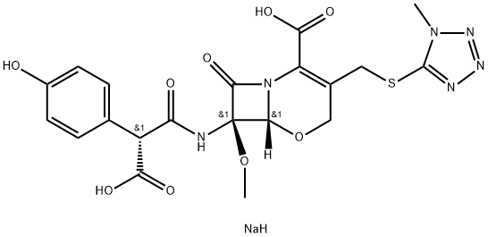Dinatrium-7-[[carboxylato(4-hydroxyphenyl)acetyl]amino]-7-methoxy-3-[[(1-methyl-1H-tetrazol-5-yl)thio]methyl]-8-oxo-5-oxa-1-azabicyclo[4.2.0]oct-2-en-2-carboxylat