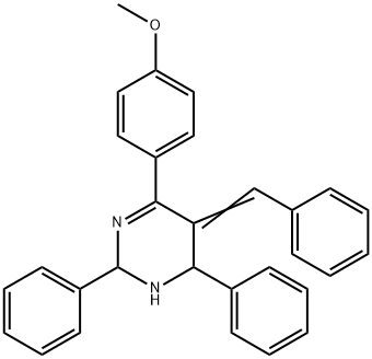 (5Z)-5-benzylidene-4-(4-methoxyphenyl)-2,6-diphenyl-2,6-dihydro-1H-pyr imidine Struktur