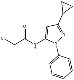 2-氯-N-(3-环丙基-1-苯基-1H-吡唑-5-基)乙酰胺, 649701-41-7, 结构式