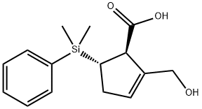(1R,5S)-5-(Dimethylphenylsilyl)-2-(hydroxymethyl)-2-cyclopentene-1-carboxylic acid Structure