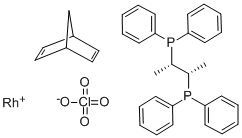 (BICYCLO[2.2.1]HEPTA-2,5-DIENE)[(2S,3S)-BIS(DIPHENYLPHOSPHINO)-BUTANE] RHODIUM(I) PERCHLORATE Struktur