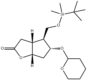 (3AR,4S,5R,6AS)-4-[[[(1,1-二甲基乙基)二甲基硅基]氧基]甲基]六氢-5-[(四氢-2H-吡喃-2-基)氧基]-2H-环戊并[B]呋喃-2-酮, 65025-95-8, 结构式