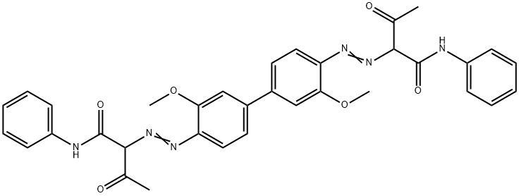 2,2'-[3,3'-ジメトキシ-4,4'-ビフェニリレンビス(アゾ)]ビス(3-オキソ-N-フェニルブタンアミド) 化学構造式