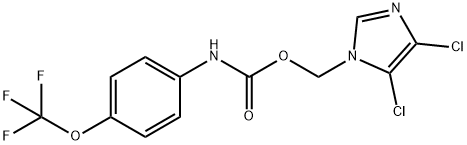 [4-(トリフルオロメトキシ)フェニル]カルバミン酸(4,5-ジクロロ-1H-イミダゾール-1-イル)メチル 化学構造式
