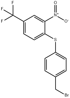 1-(((4-BROMOMETHYL)PHENYL)THIO)-2-NITRO-(TRIFLUOROMETHYL)BENZENE Struktur