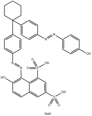 7-ヒドロキシ-8-[[4-[1-[4-[(4-ヒドロキシフェニル)アゾ]フェニル]シクロヘキシル]フェニル]アゾ]-1,3-ナフタレンジスルホン酸二ナトリウム 化学構造式