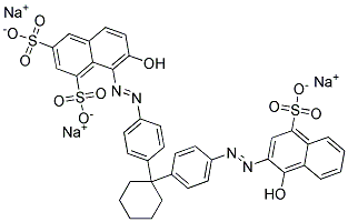 Trinatrium-7-hydroxy-8-[[4-[1-[4-[(1-hydroxy-4-sulfonato-2-naphthyl)azo]phenyl]cyclohexyl]phenyl]azo]naphthalin-1,3-disulfonat