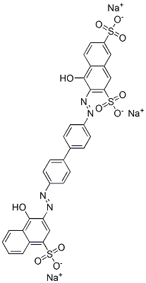 4-Hydroxy-3-[[4'-[(1-hydroxy-4-sulfo-2-naphtyl)azo]-1,1'-biphenyl-4-yl]azo]-2,7-naphthalenedisulfonic acid trisodium salt Structure