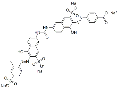 tetrasodium 4-[[1-hydroxy-6-[[[[5-hydroxy-6-[(2-methyl-4-sulphonatophenyl)azo]-7-sulphonato-2-naphthyl]amino]carbonyl]amino]-3-sulphonato-2-naphthyl]azo]benzoate Structure