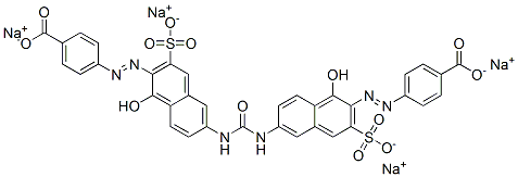 tetrasodium 4,4'-[carbonylbis[imino(1-hydroxy-3-sulphonatonaphthalene-6,2-diyl)azo]]dibenzoate Struktur