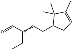 2-エチル-4-(2,2,3-トリメチル-3-シクロペンテン-1-イル)-2-ブテナール 化学構造式