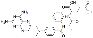 N-(N-(4-(((2,4-Diamino-6-pteridinyl)methyl)methylamino)benzoyl)-L-phen ylalanyl)-L-glutamic acid 化学構造式