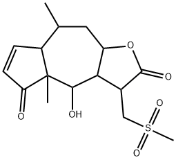 3,3a,4,4a,7a,8,9,9a-Octahydro-4-hydroxy-4a,8-dimethyl-3-[(methylsulfonyl)methyl]azuleno[6,5-b]furan-2,5-dione Struktur