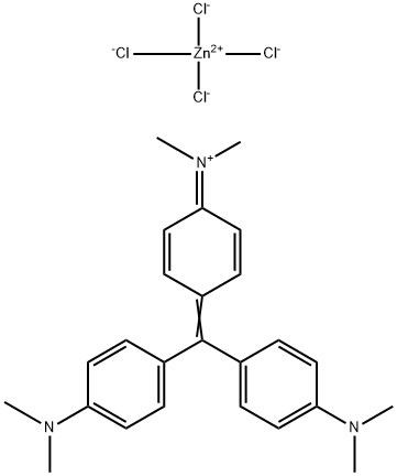 bis[[4-[bis[4-(dimethylamino)phenyl]methylene]cyclohexa-2,5-dien-1-ylidene]dimethylammonium] tetrachlorozincate(2-)  Struktur