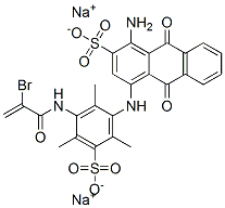 disodium 1-amino-4-[[3-[(2-bromo-1-oxoallyl)amino]-2,4,6-trimethyl-5-sulphonatophenyl]amino]-9,10-dihydro-9,10-dioxoanthracene-2-sulphonate Structure