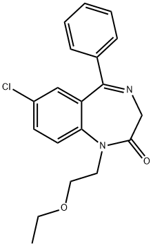 1,3-ジヒドロ-7-クロロ-1-(2-エトキシエチル)-5-フェニル-2H-1,4-ベンゾジアゼピン-2-オン 化学構造式