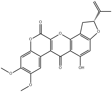 (R)-1,2-Dihydro-5-hydroxy-8,9-dimethoxy-2-(1-methylvinyl)[1]benzopyrano[3,4-b]furo[2,3-h][1]benzopyran-6,12-dione 结构式
