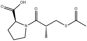 1-[(R)-3-(アセチルチオ)-2-メチル-1-オキソプロピル]-L-プロリン 化学構造式