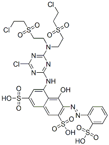 5-[[4-[Bis[2-[(2-chloroethyl)sulfonyl]ethyl]amino]-6-chloro-1,3,5-triazin-2-yl]amino]-4-hydroxy-3-[(2-sulfophenyl)azo]-2,7-naphthalenedisulfonic acid Struktur