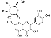 8-[(β-D-グルコピラノシル)オキシ]-3,3',4',5,7-ペンタヒドロキシフラボン 化学構造式