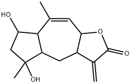 3a,4,4a,5,6,7,7a,9a-オクタヒドロ-5,7-ジヒドロキシ-5,8-ジメチル-3-メチレンアズレノ[6,5-b]フラン-2(3H)-オン 化学構造式