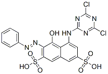 3-(フェニルアゾ)-4-ヒドロキシ-5-[(4,6-ジクロロ-1,3,5-トリアジン-2-イル)アミノ]ナフタレン-2,7-ジスルホン酸 化学構造式
